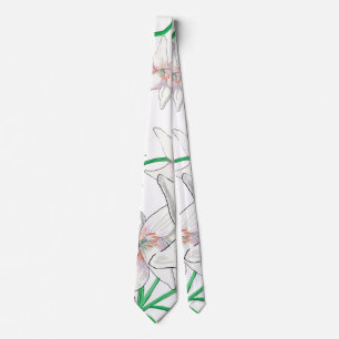Cravate Illustration White Lilies