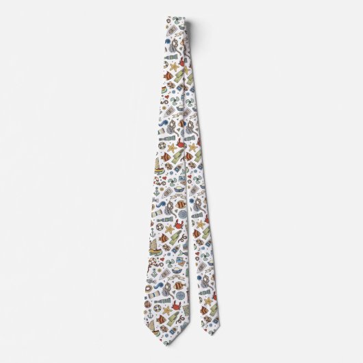 Cravate Illustrations amusantes de la plage côtière marine (Devant)