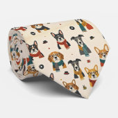 Cravate Illustrations de chien hipster avec lunettes (Roulé)