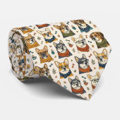 Cravate Illustrations de chien hipster avec lunettes (Roulé)