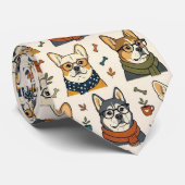 Cravate Illustrations de chien hipster avec lunettes (Roulé)