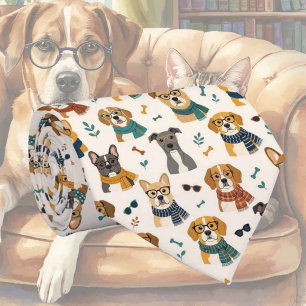 Cravate Illustrations de chien hipster avec lunettes