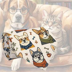 Cravate Illustrations de chien hipster avec lunettes