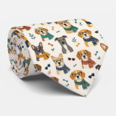 Cravate Illustrations de chien hipster avec lunettes (Roulé)