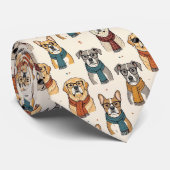 Cravate Illustrations de chien hipster avec lunettes (Roulé)