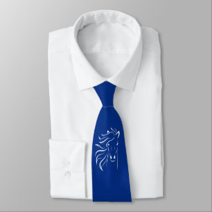 Cravate Image silhouette de cheval tendance sur bleu