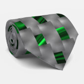 Cravate Image verte sous plaques grises, carrés oblongs. (Roulé)