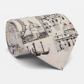 Cravate Images d'Europe noires et blanches vintages (Roulé)
