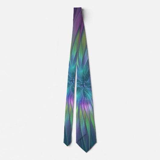 Cravate Imaginaire brillant coloré Fleur Abstrait Fractal  (Dos)