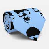 Cravate Imaginaire d'art Pop Crâne bleu (Roulé)