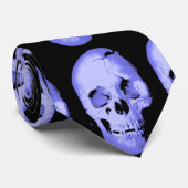 Cravate Imaginaire d'art Pop Crâne bleu (Roulé)