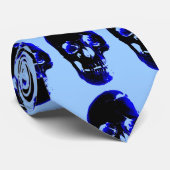Cravate Imaginaire de crâne bleu Pop Art (Roulé)