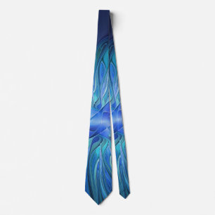 Cravate Imaginaire Fleur Bleue Motif, Art Fractal Abstrait
