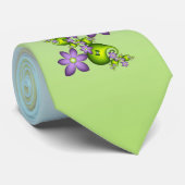 Cravate Imaginaire Floral Fleurs Lilac Formes vertes Fract (Roulé)
