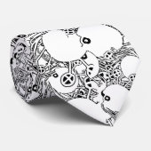 Cravate Imaginaire noir et blanc monstre motif (Roulé)