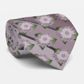 Cravate Impression à bandes et à fleurs en prune (Roulé)