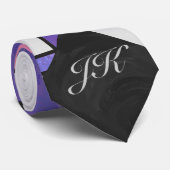 Cravate Impression blanche violette rose de Mondrian (Roulé)