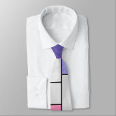 Cravate Impression blanche violette rose de Mondrian (Attaché)