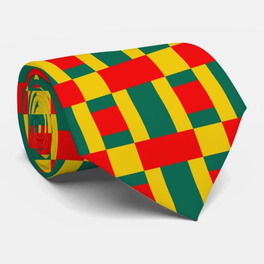 Cravate Impression bloc couleur vert jaune et rouge (Roulé)