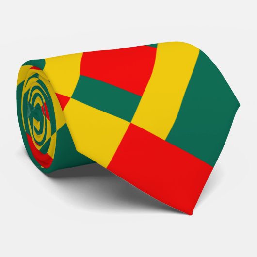 Cravate Impression bloc couleur vert jaune et rouge (Roulé)