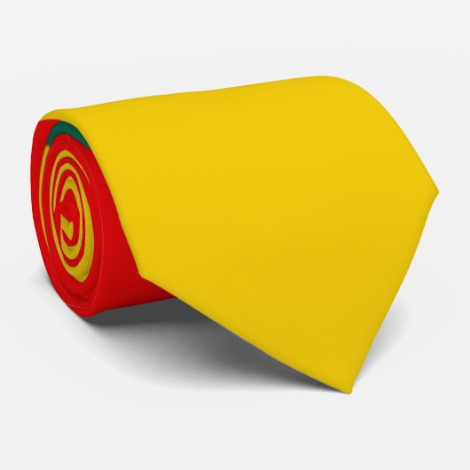 Cravate Impression bloc couleur vert jaune et rouge (Roulé)