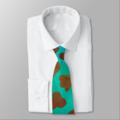 Cravate Impression Brown et Turquoise dalmate (Attaché)