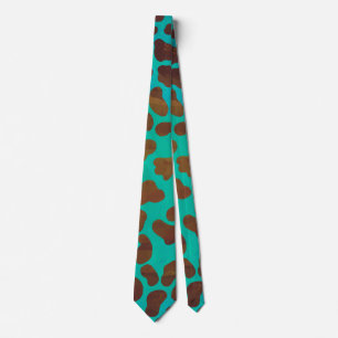 Cravate Impression Brown et Turquoise dalmate