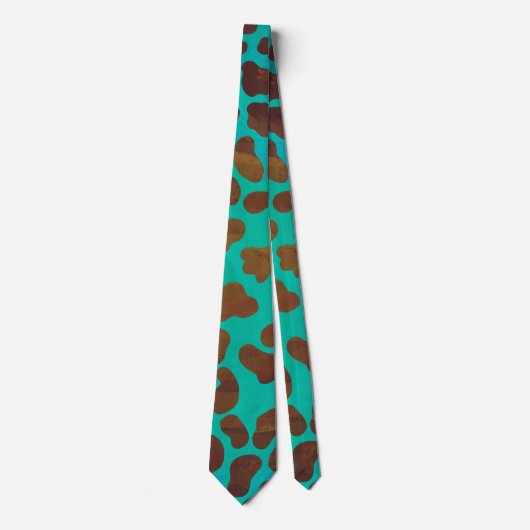 Cravate Impression Brown et Turquoise dalmate (Devant)
