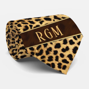 Cravate Impression Cheetah avec Monogramme