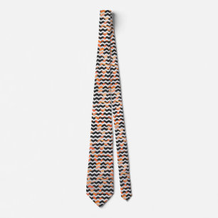 Cravate Impression Chevron noir et orange de vache