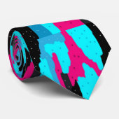 Cravate Impression d'art Abstrait rose, noir et bleu (Roulé)