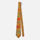 Cravate Impression d'art en bambou terreux Orange (Devant)