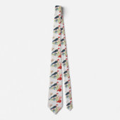 Cravate Impression d'art floral papillon oiseau rose vinta (Devant)