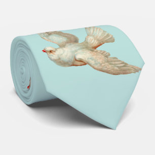 Cravate impression de colombe blanche