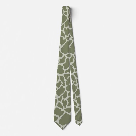 Cravate Impression de girafe verte Sage (Devant)