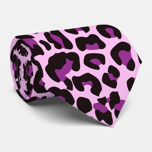 Cravate Impression de peau de léopard pourpre (Roulé)