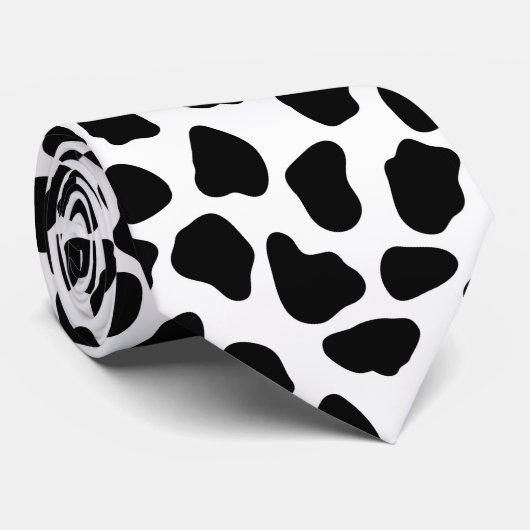 Cravate Impression de vache noire et blanche (Roulé)