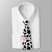 Cravate Impression de vache noire et rose (Attaché)