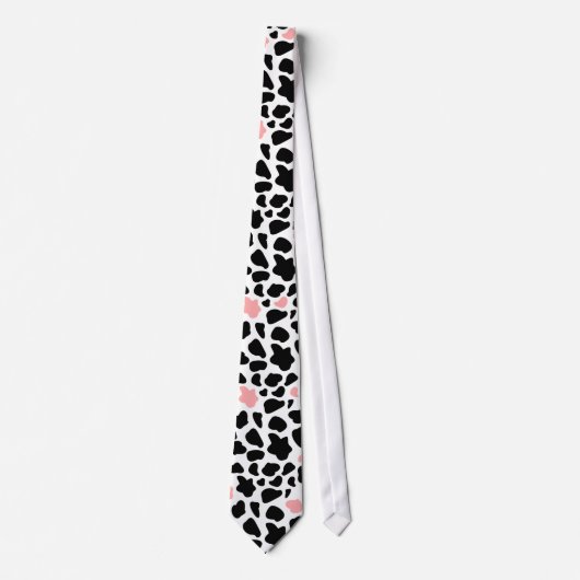 Cravate Impression de vache noire et rose (Devant)