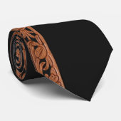 Cravate Impression en cuir à outils occidental sur noir (Roulé)