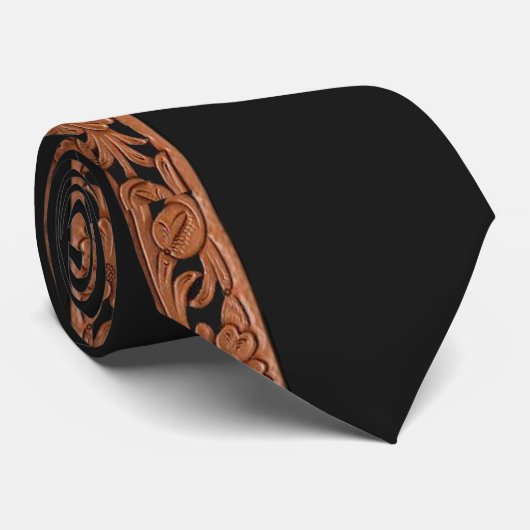 Cravate Impression en cuir à outils occidental sur noir (Roulé)