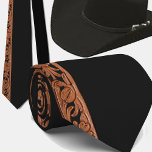 Cravate Impression en cuir à outils occidental sur noir<br><div class="desc">Bande d'impression en cuir à l'occidentale sur cravate noire</div>