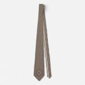 Cravate Impression en cuir Brown et en taupe avec monogram (Devant)