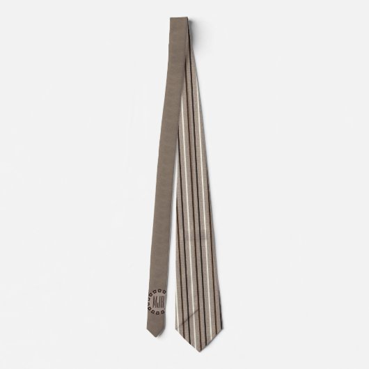 Cravate Impression en cuir Brown et en taupe avec monogram (Dos)