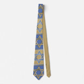 Cravate Impression Étoile de David Bleu Or Judaica (Devant)