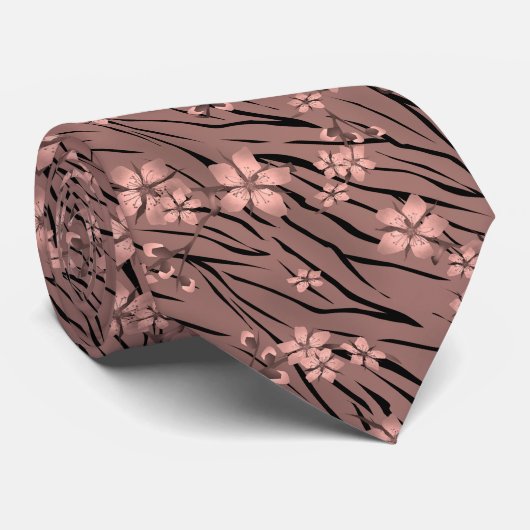 Cravate Impression florale de tigre (Roulé)