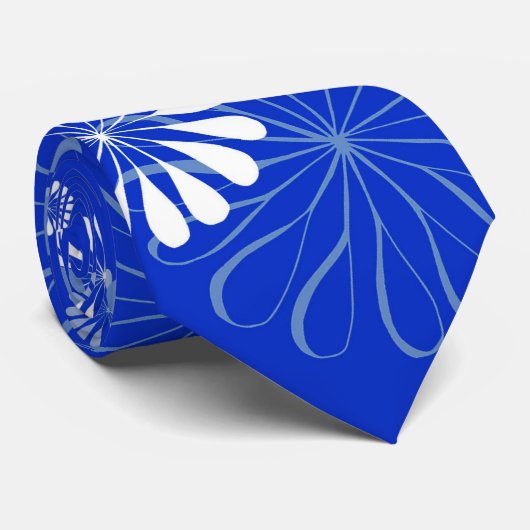 Cravate Impression florale moderne bleu électrique (Roulé)