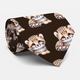 Cravate Impression léopard moderne kawaii Bébés guépard mi