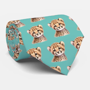 Cravate Impression léopard moderne kawaii Bébés guépard mi