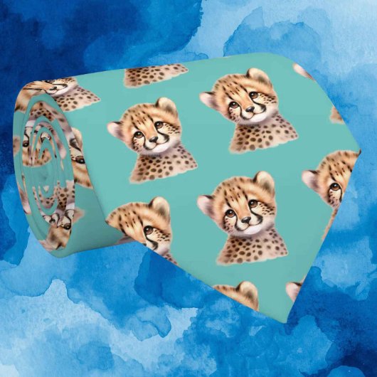 Cravate Impression léopard moderne kawaii Bébés guépard mi